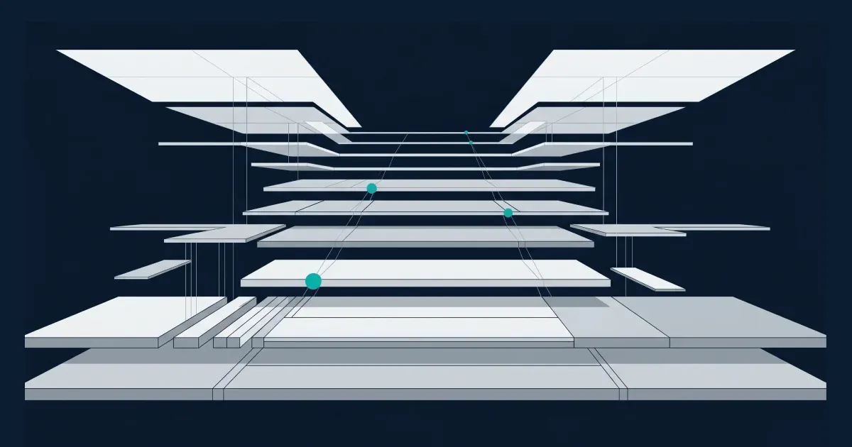 The Future of Online Gambling Technology Editorial abstract illustration of layered iGaming technology capabilities extending from present-day foundations into emerging future horizons