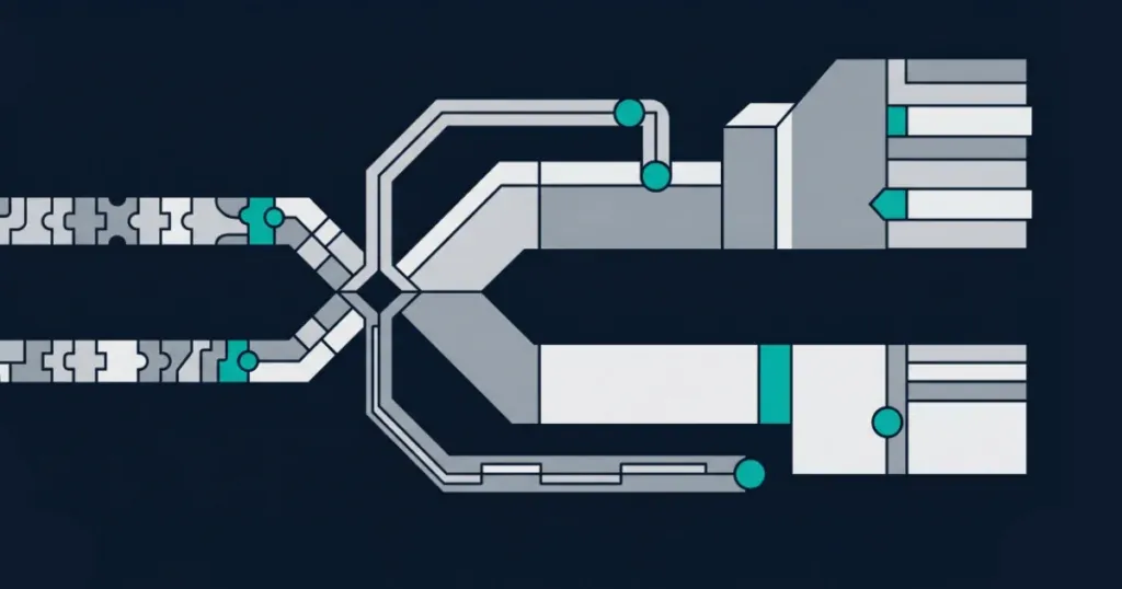 Editorial abstract illustration of structured RFP document architecture for iGaming platform vendor selection