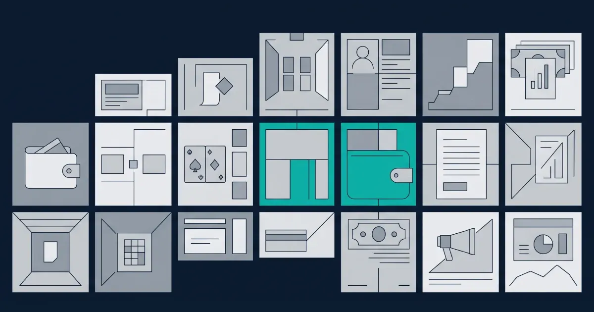 Cost of Building an Online Casino Platform Editorial abstract illustration of modular casino platform components with different sizes representing varying component costs and complexity