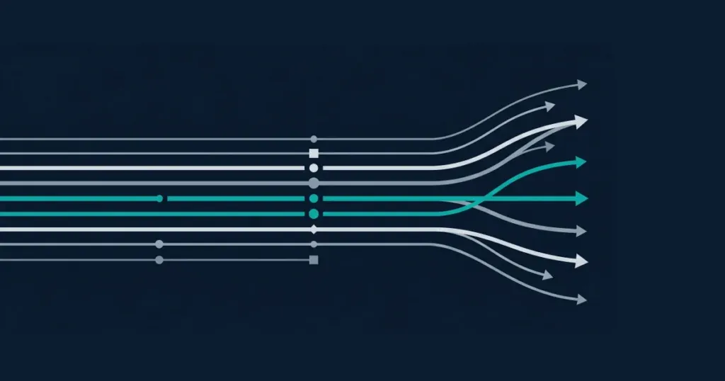 Editorial abstract illustration of iGaming industry forward trajectory and platform decision points for 2026